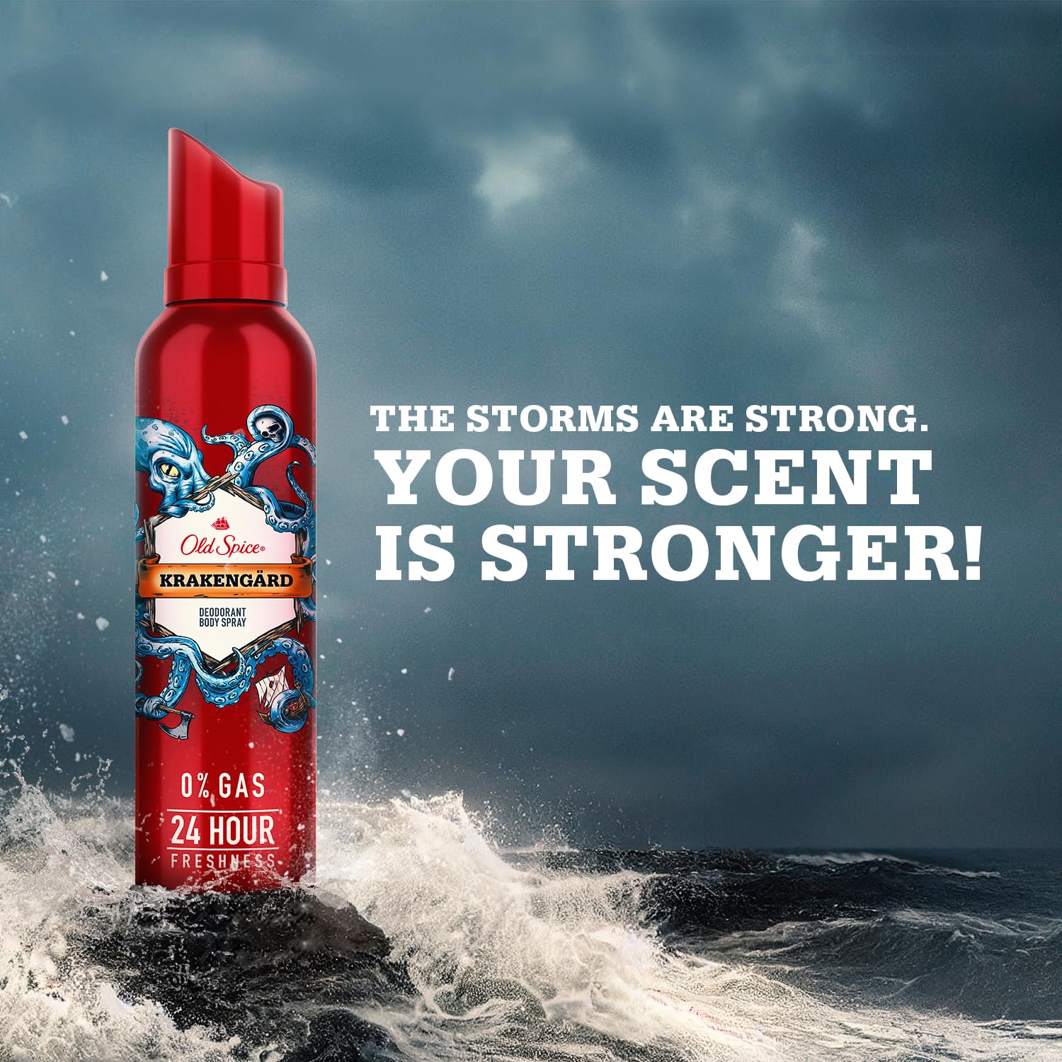 Old Spice Krakengard No Gas 24 hour Long Lasting Freshness Deodorant Perfume Body Spray For Men, 140ml