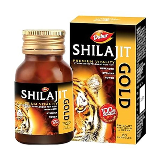 Dabur Ayurvedic Shilajeet Gold (20caps) for boost stamina, strength, and energy