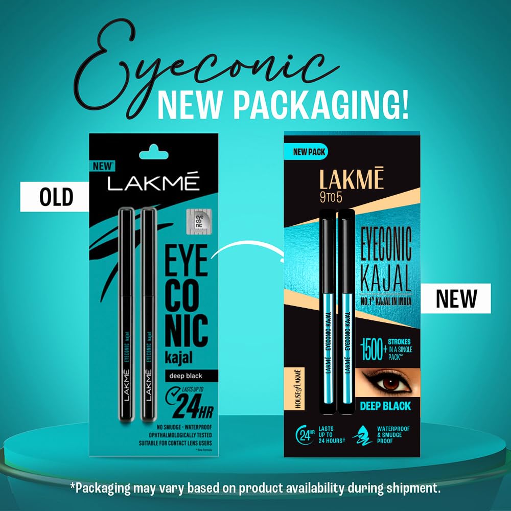 LAKMÉ Eyeconic Black Kajal 0.35 g (Pack of 2)
