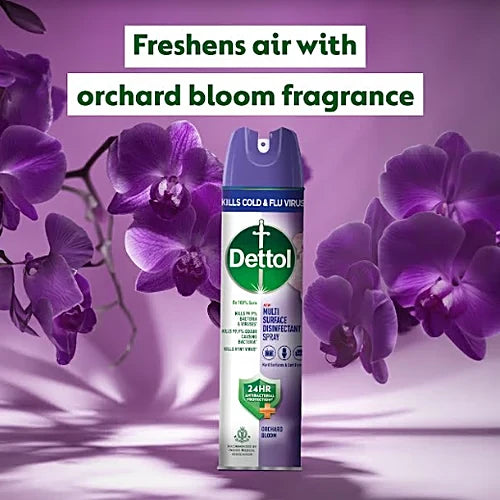 Dettol Multi-Surface Disinfectant Spray - Orchard Bloom, 24 Hours Antibacterial Protection, 225 ml