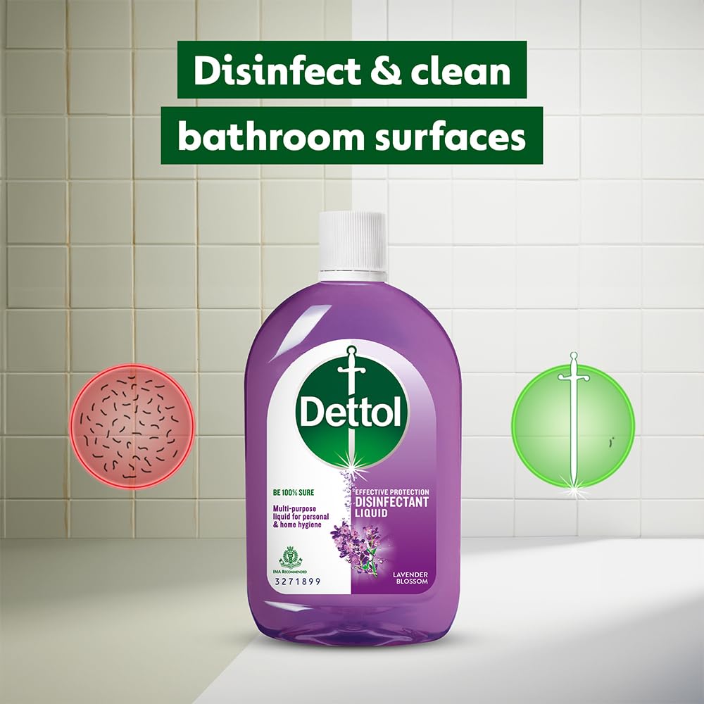 Dettol Multi-Purpose Disinfectant Liquid for Floor & Surface Cleaning, Lavender Blossom Fragrance, 1 L