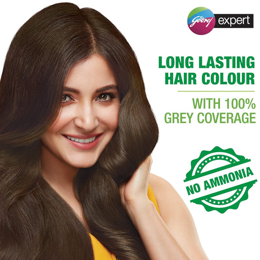 Godrej Expert Rich Creme Hair Colour Sachet - Pack of 4 Natural Brown 4.00 (80g+80ml) | with Aloe Vera & Milk Protein | No Ammonia