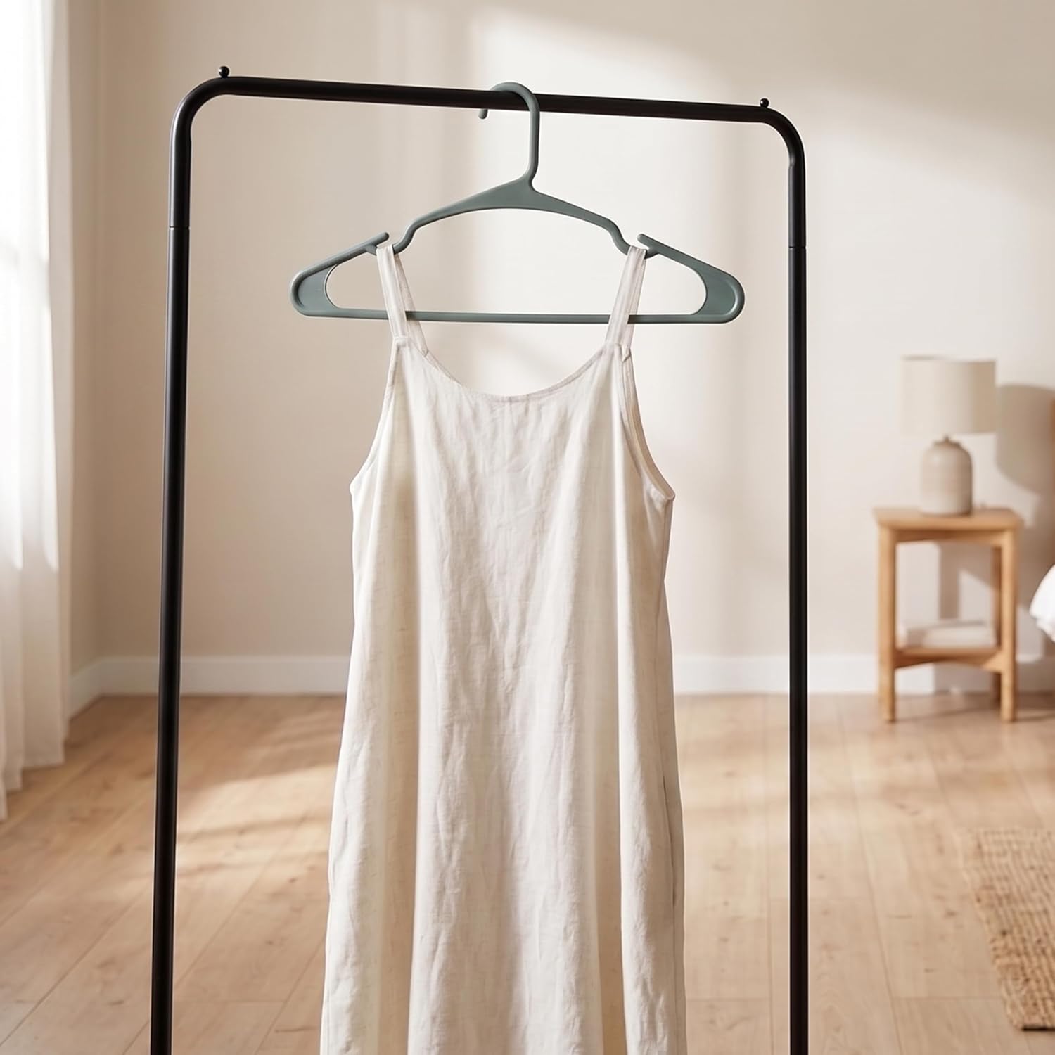 Hang Studio 16 Plastic Hangers for Clothes Hanging for Wardrobe - Cloth Hanger for Wall - Multipurpose Balcony Plastic Hanging Set for Shirts, Dress, Coats, Underwear, Pants, Suits (Green)