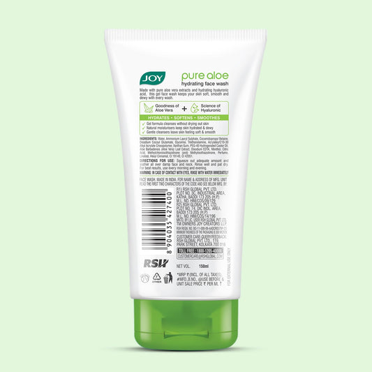 Joy Hydrating Aloe Vera Face Wash for Summers | Controls Excess Oil & Removes Dirt 150ml