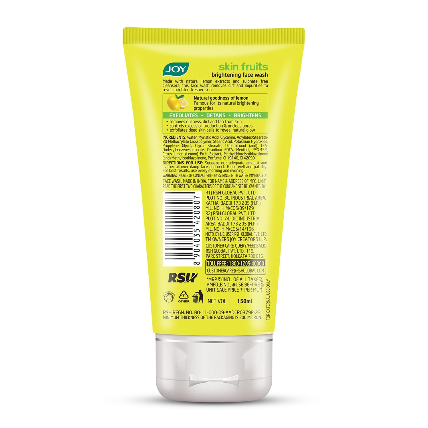 Joy Skin Fruits Lemon Brightening Face Wash 150ml x 2