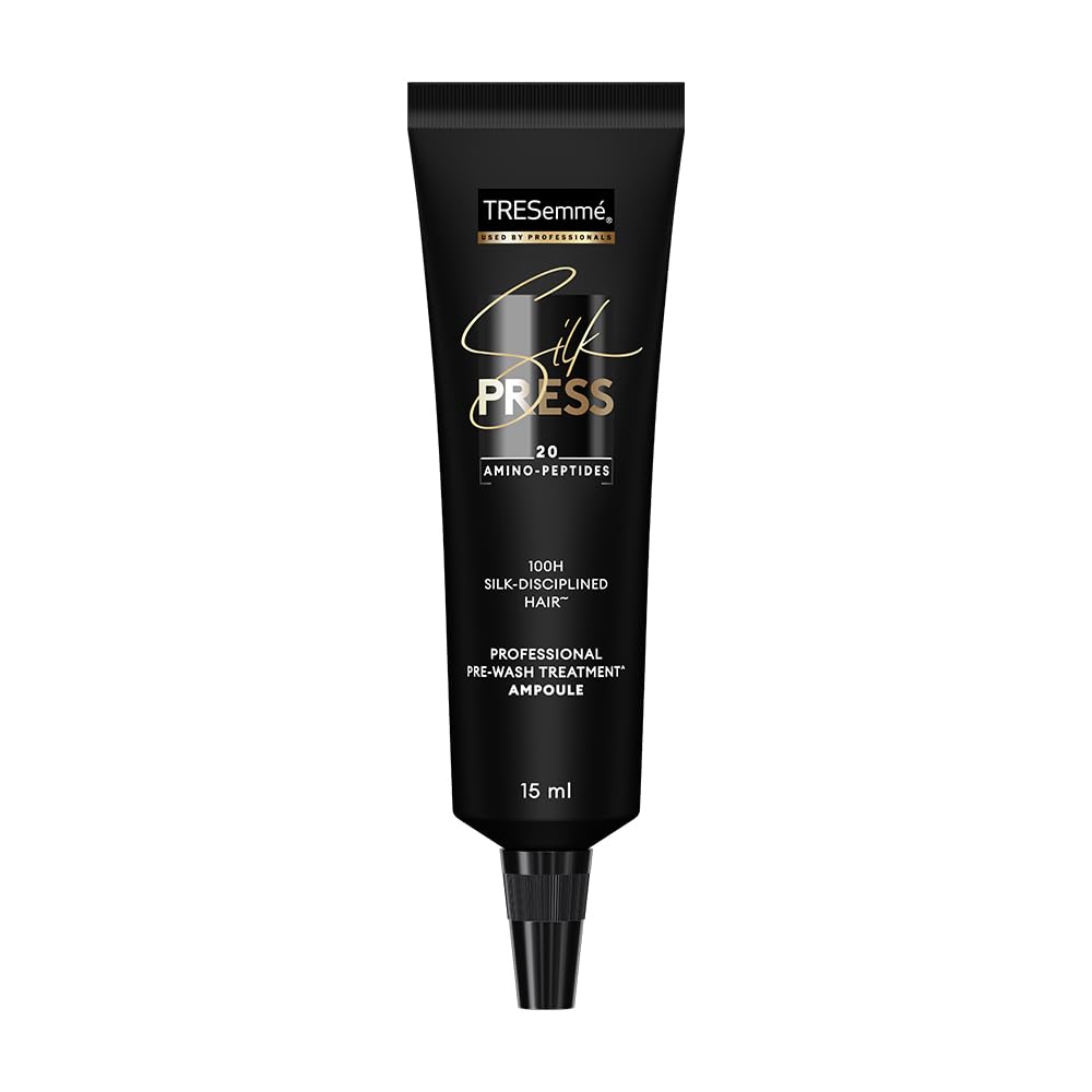 TRESemme Silk Press Pre-Wash Treatment Ampoules 4 x 15ml | Heatless Hair Straightening Treatment | Straight Hair | At-Home Treatment for straight hair