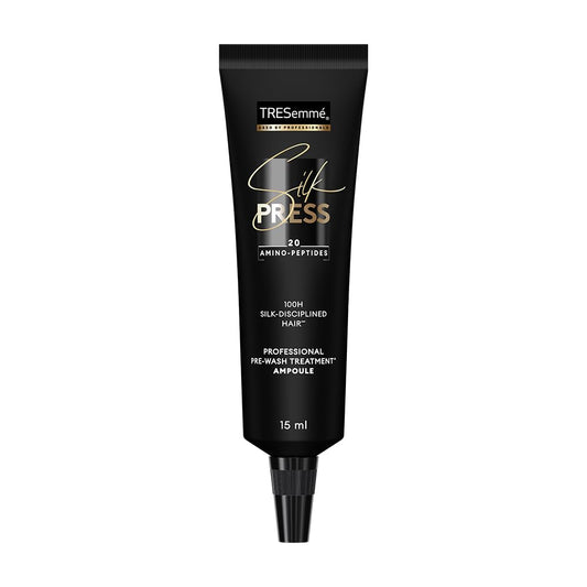 TRESemme Silk Press Pre-Wash Treatment Ampoules 4 x 15ml | Heatless Hair Straightening Treatment | Straight Hair | At-Home Treatment for straight hair