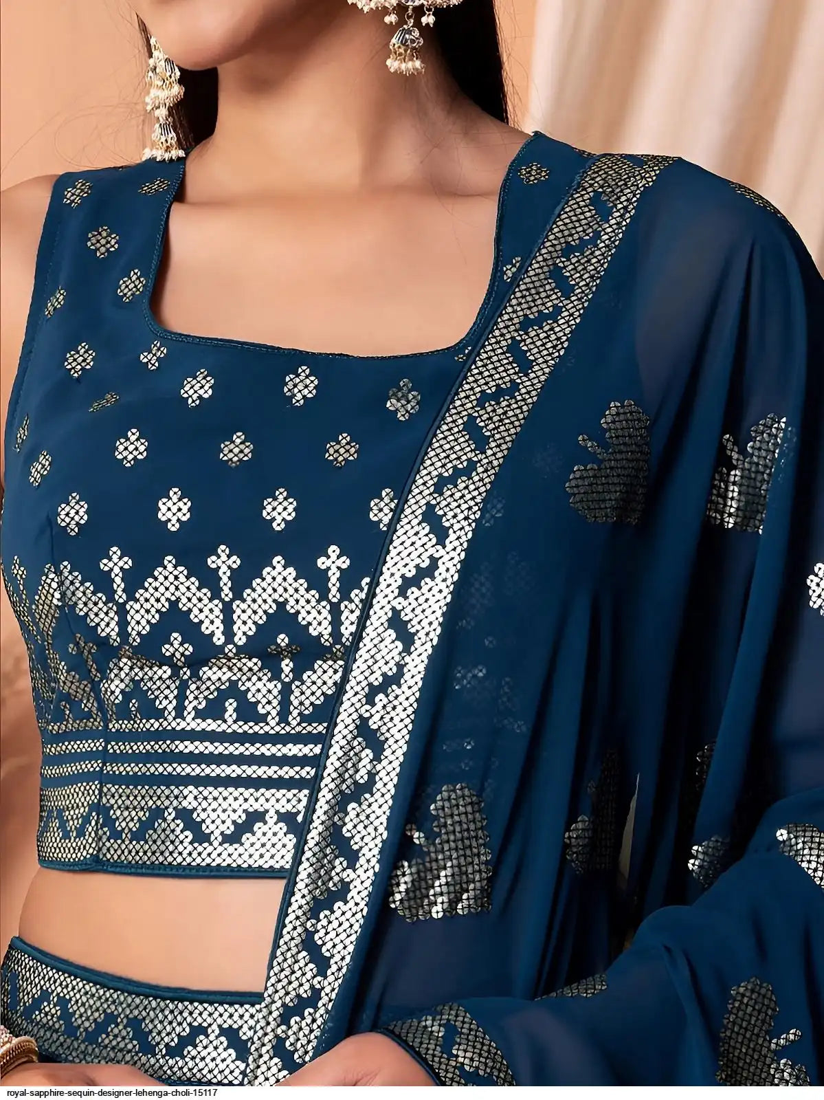 ROYAL SAPPHIRE SEQUIN DESIGNER LEHENGA CHOLI 15117