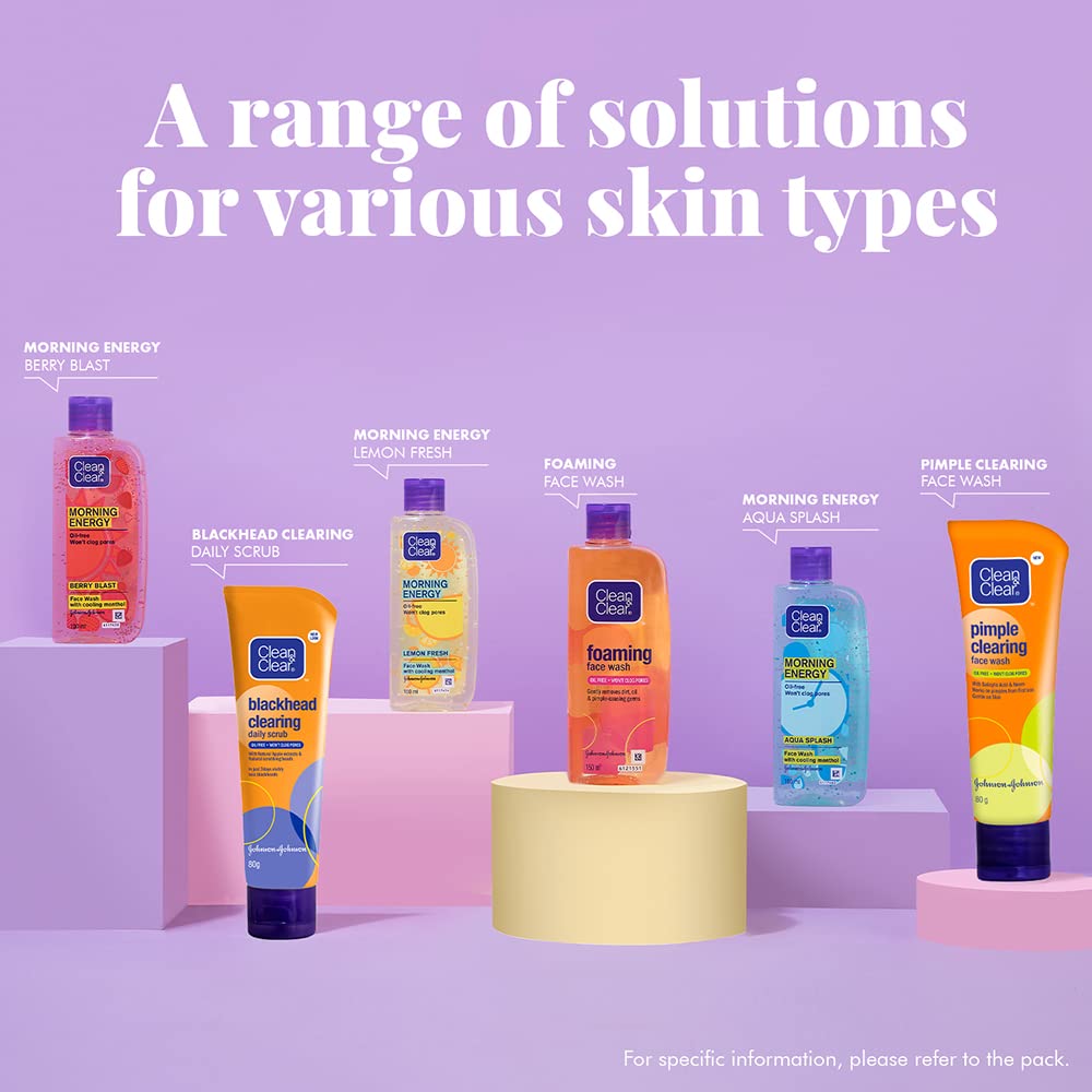 Clean & Clear Morning Energy Aqua Splash, Blue, 150 ml & Clean & Clear Morning Energy Lemon Fresh Face Wash, Yellow, 150 ml