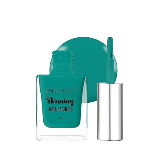 SWISS BEAUTY Stunning Matte Finish Nail Lacquer | Chip Resistant, Quick Drying Nail Paint | Highly Pigmented With High Shine Nail Polish | Shade - Fish Teal, 12ml