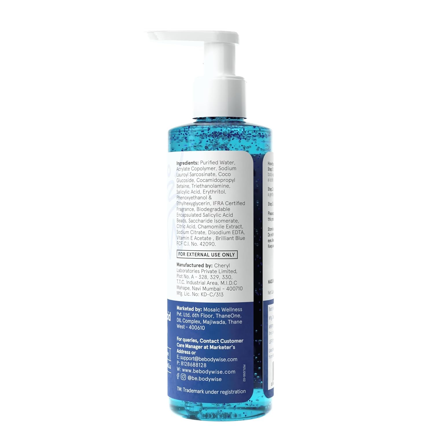 BeBodywise 1% Salicylic Acid Body Wash & 4% AHA BHA Underarm Roll On - Helps Exfoliate Skin - combo