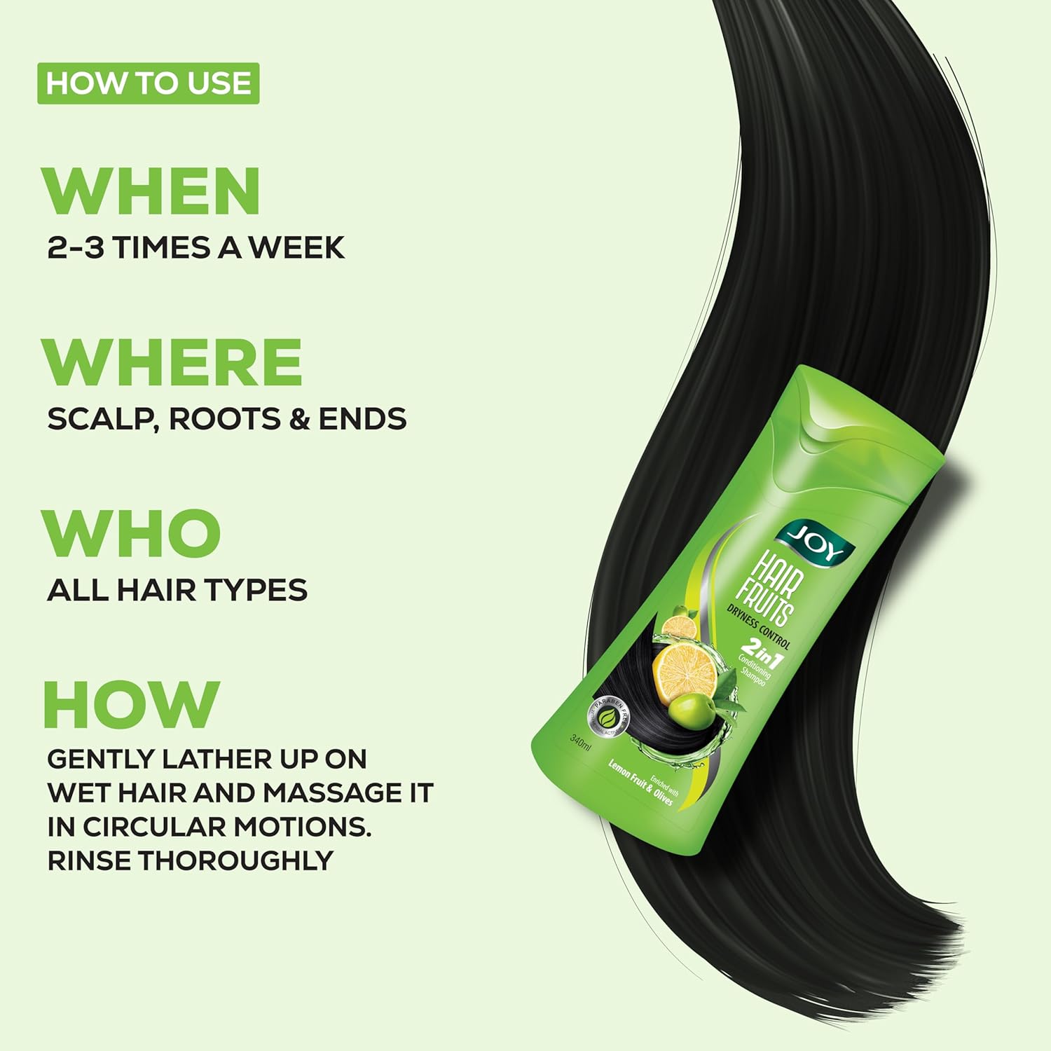 Joy Lemon & Olives Hair Dryness Control Conditioning Shampoo (340ml x 2)