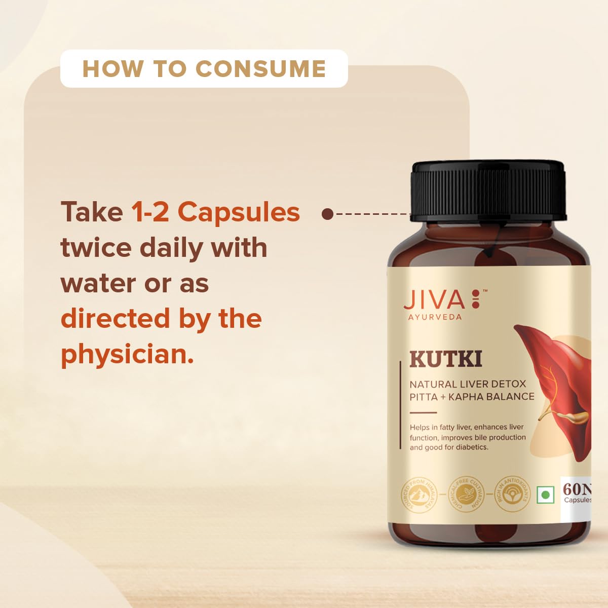 JIva Ayurveda Kutki (60 Capsule) For liver functioning, Obesity, Diabetes or any kind of liver disorders