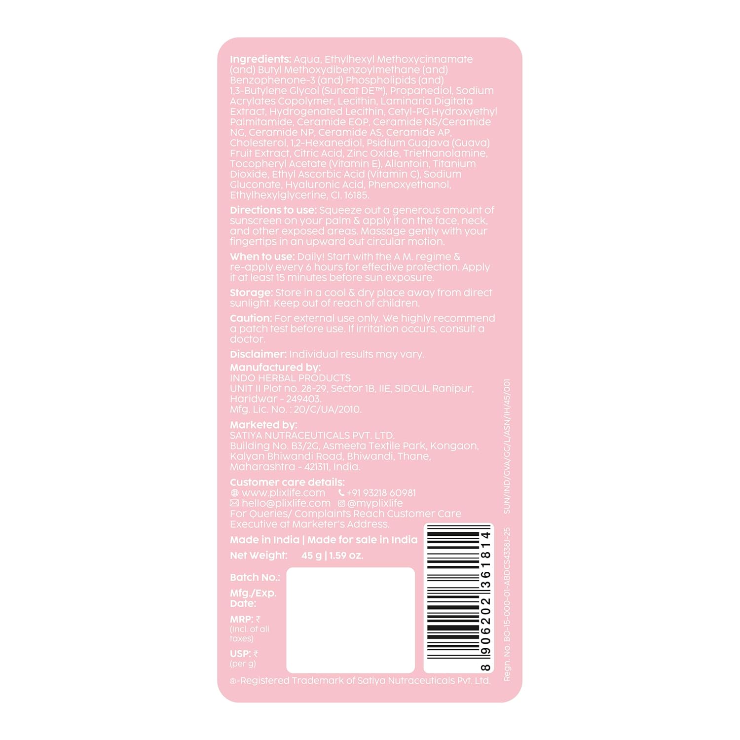 The Plant Fix Plix Spf 50+ Guava Glow Invisible Sunscreen For All Skin Type With Pa +++|For Uv A,Uv B&Blue Light Protection With Ceramides,Vitamin C&Hyaluronic Acid|No White Cast,Cruelty-Free|50 G