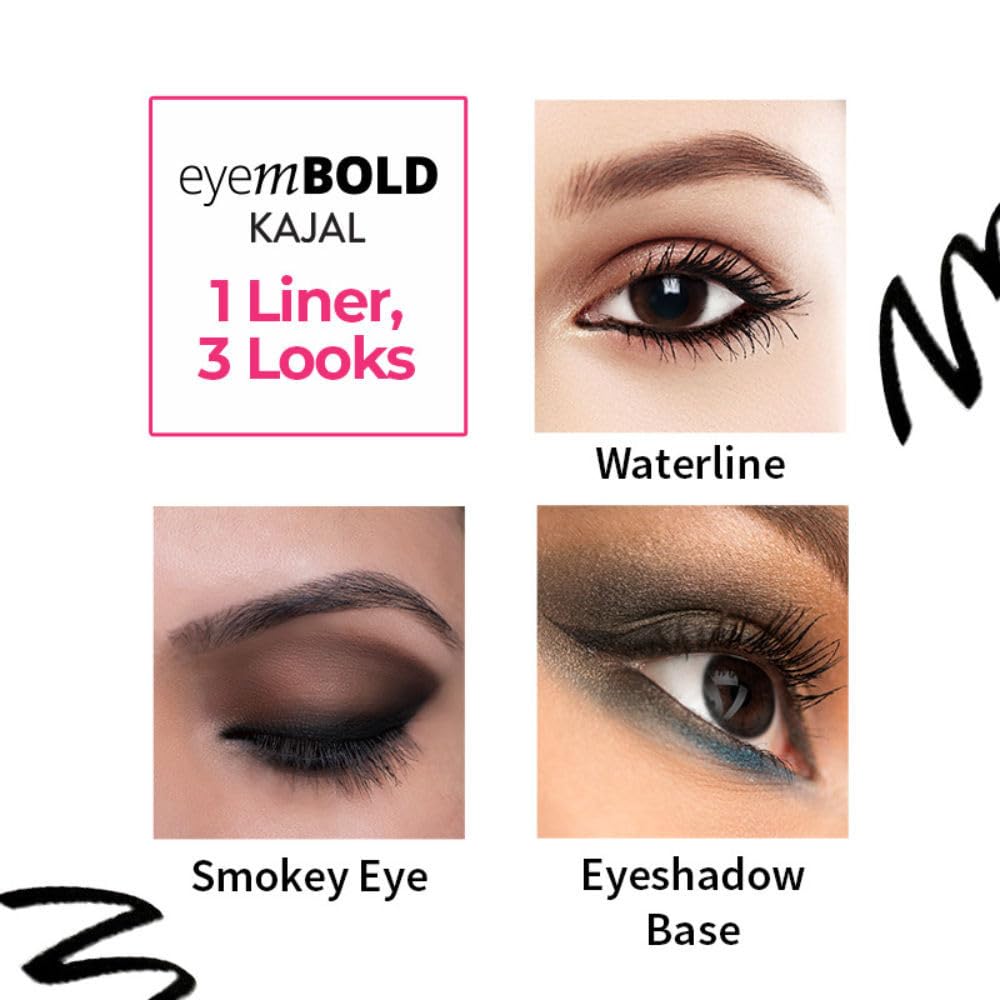 Nykaa Eyem Bold Kajal With Free Sharpener - Deep Black 001