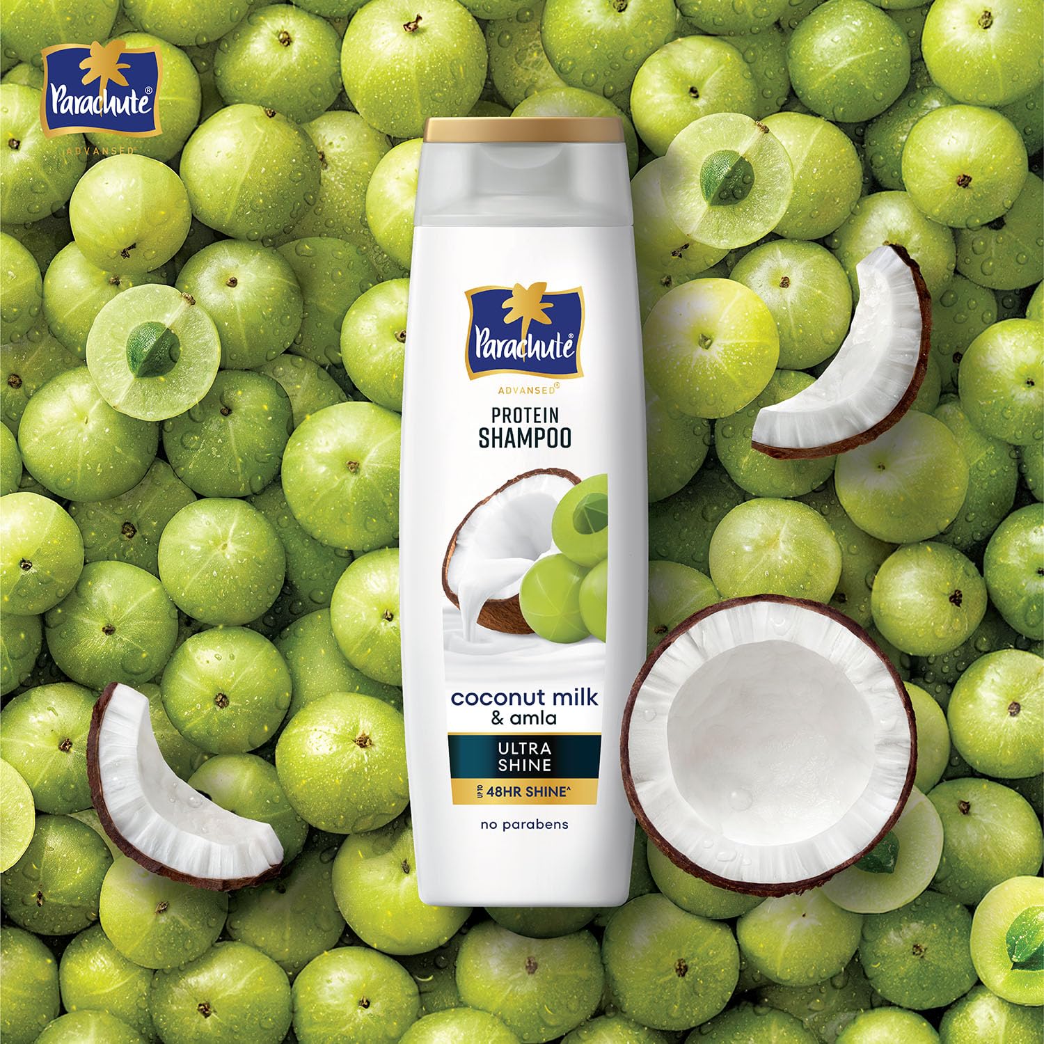 Parachute Advansed Protein Shampoo with Coconut Milk & Amla | Up to 48 hr Shine | Ultra Shine | Protein Lock Technology | Paraben free | For Men & Women | 170ml