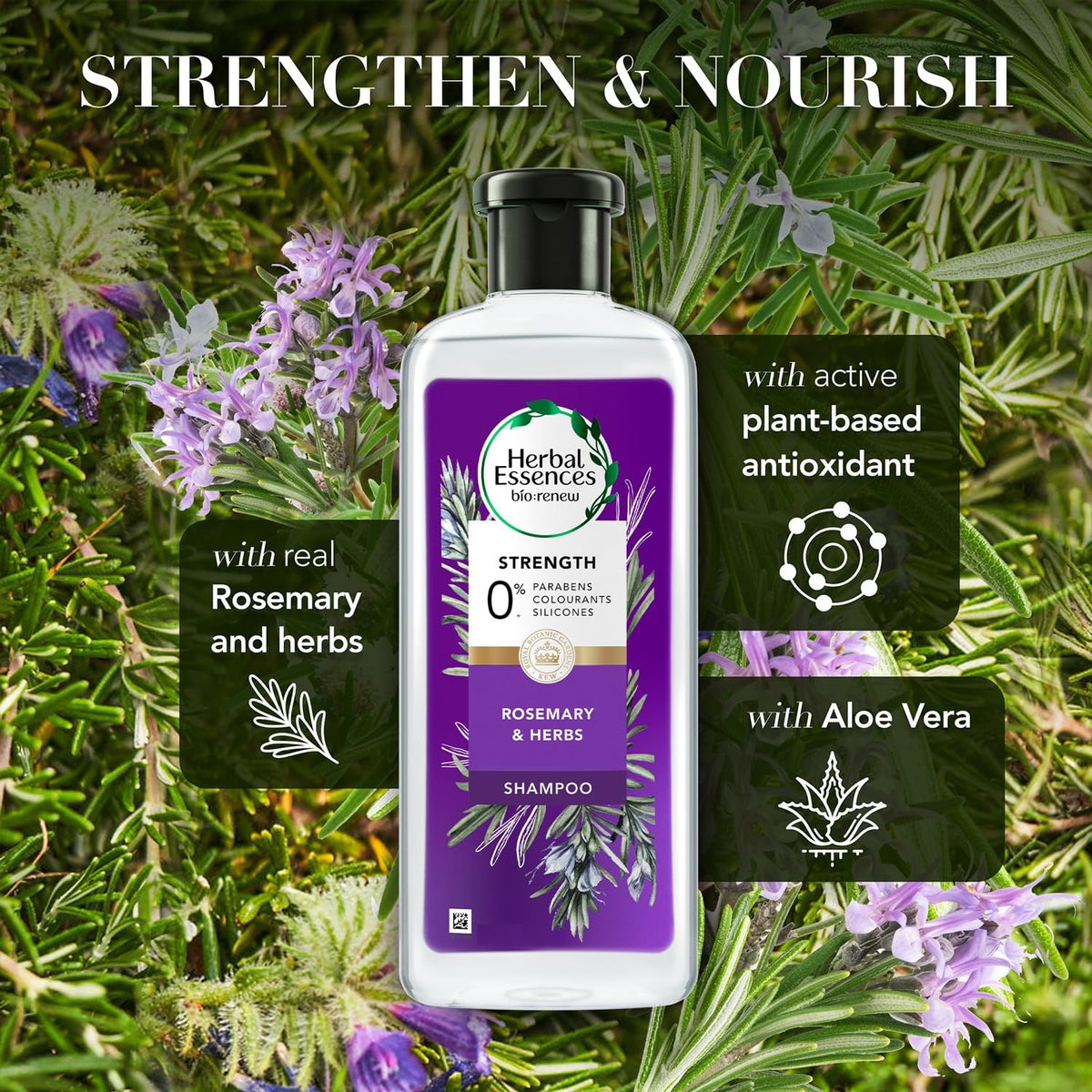 Herbal Essences bio:renew Rosemary and Herbs SHAMPOO, 400ml, No Parabens No Colorants