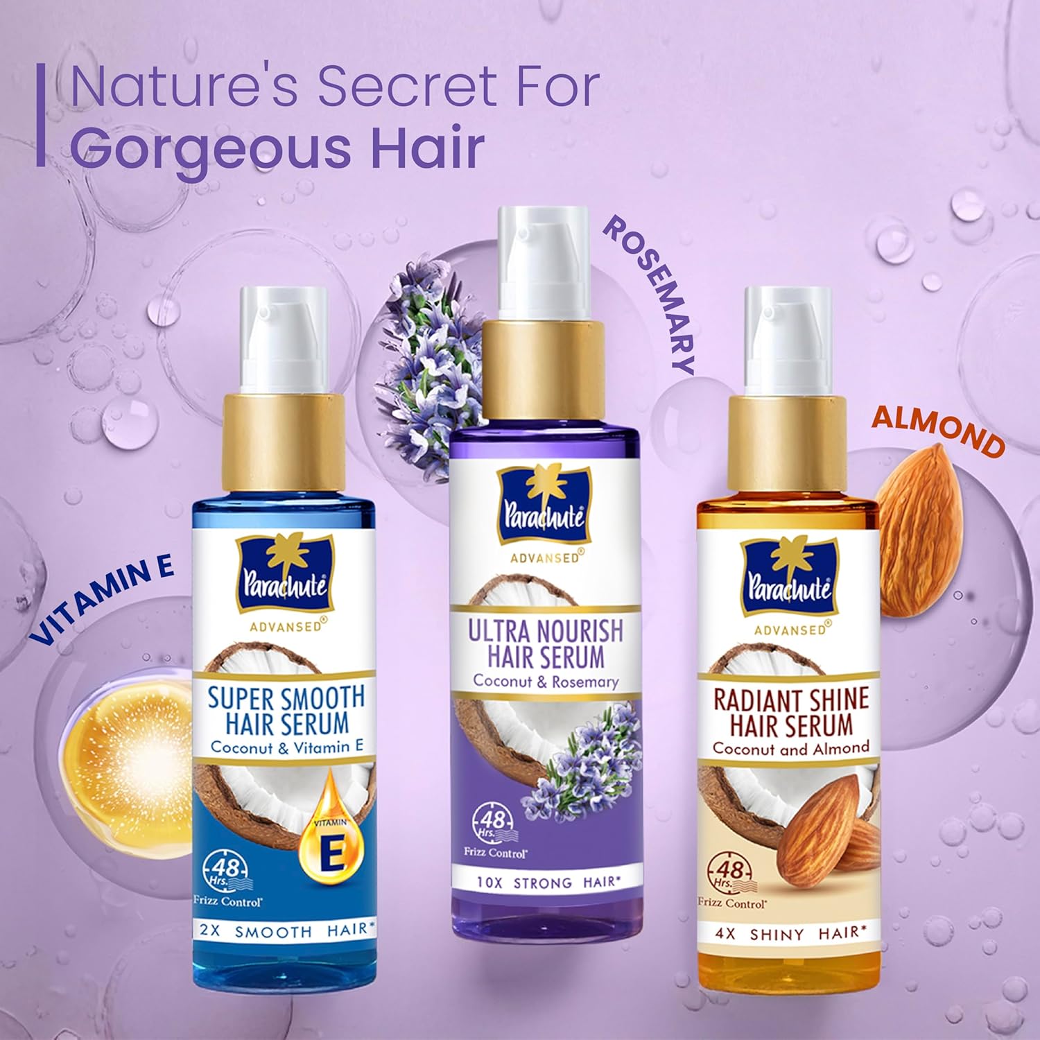 Parachute Advansed Ultra Nourish Hair Serum | Coconut & Rosemary | 48 Hr Frizz Control | 10X Strong Hair | 100ml