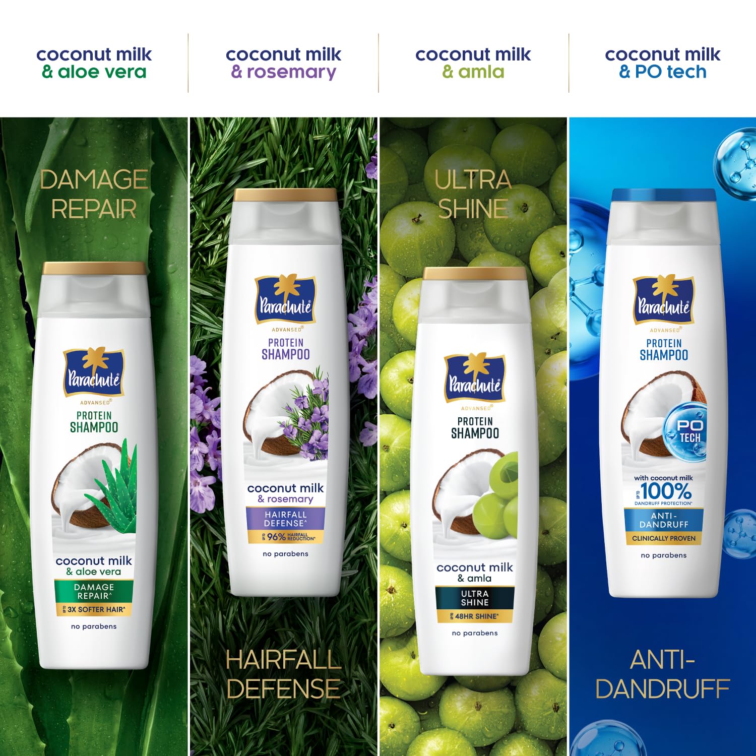 Parachute Advansed Protein Shampoo with Coconut Milk & Rosemary | Up to 96% Hair Fall Reduction & up to 23X Hair Fall Control | Protein Lock Technology | Paraben free | For Men & Women | 340ml