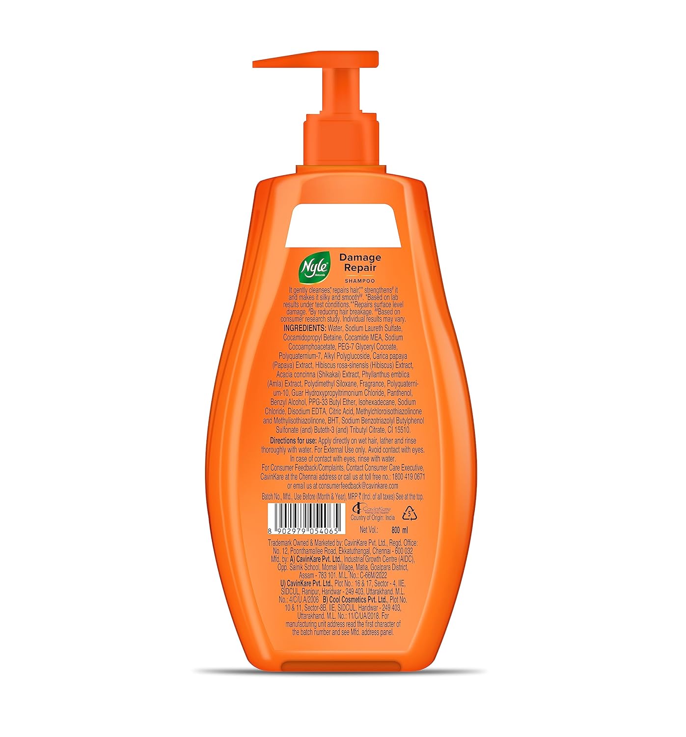 Nyle Naturals Damage Repair Anti Hairfall Shampoo, With Shikakai And Hibiscus, Gentle And Soft Shampoo, Ph Balanced And Paraben Free, For Men And Women,800Ml
