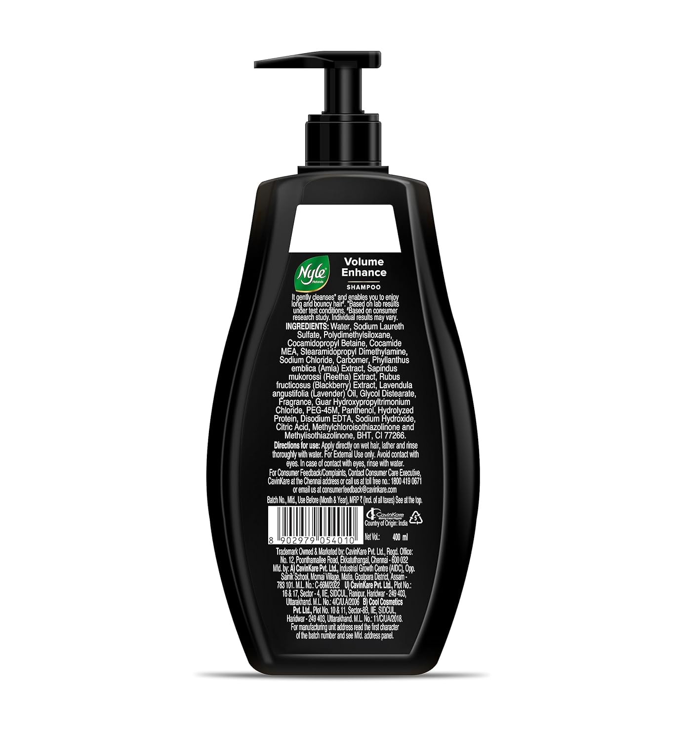 Nyle Naturals Volume Enhance Shampoo |For Voluminous Hair |With Reetha, Blackberry & Amla |Gentle & Soft Shampoo For Men & Women, 400ml