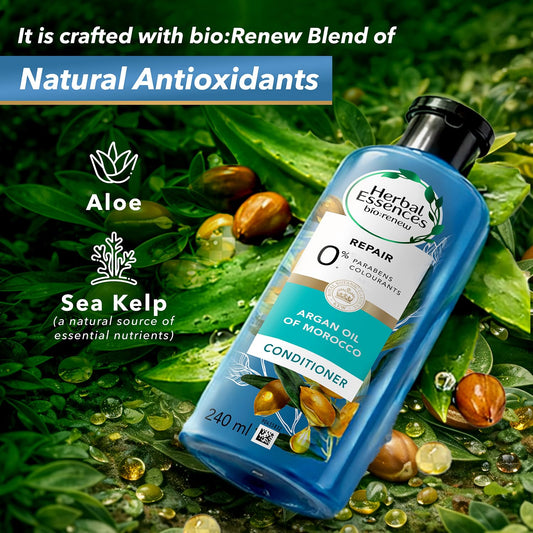 Herbal Essences Argan Oil of Morocco CONDITIONER- For Hair Repair and No Frizz- No Paraben, No Colorants, 240 ML