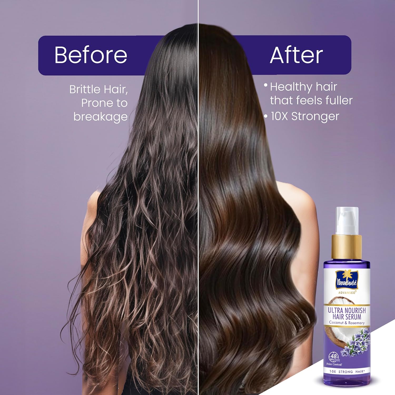 Parachute Advansed Ultra Nourish Hair Serum | Coconut & Rosemary | 48 Hr Frizz Control | 10X Strong Hair | 100ml