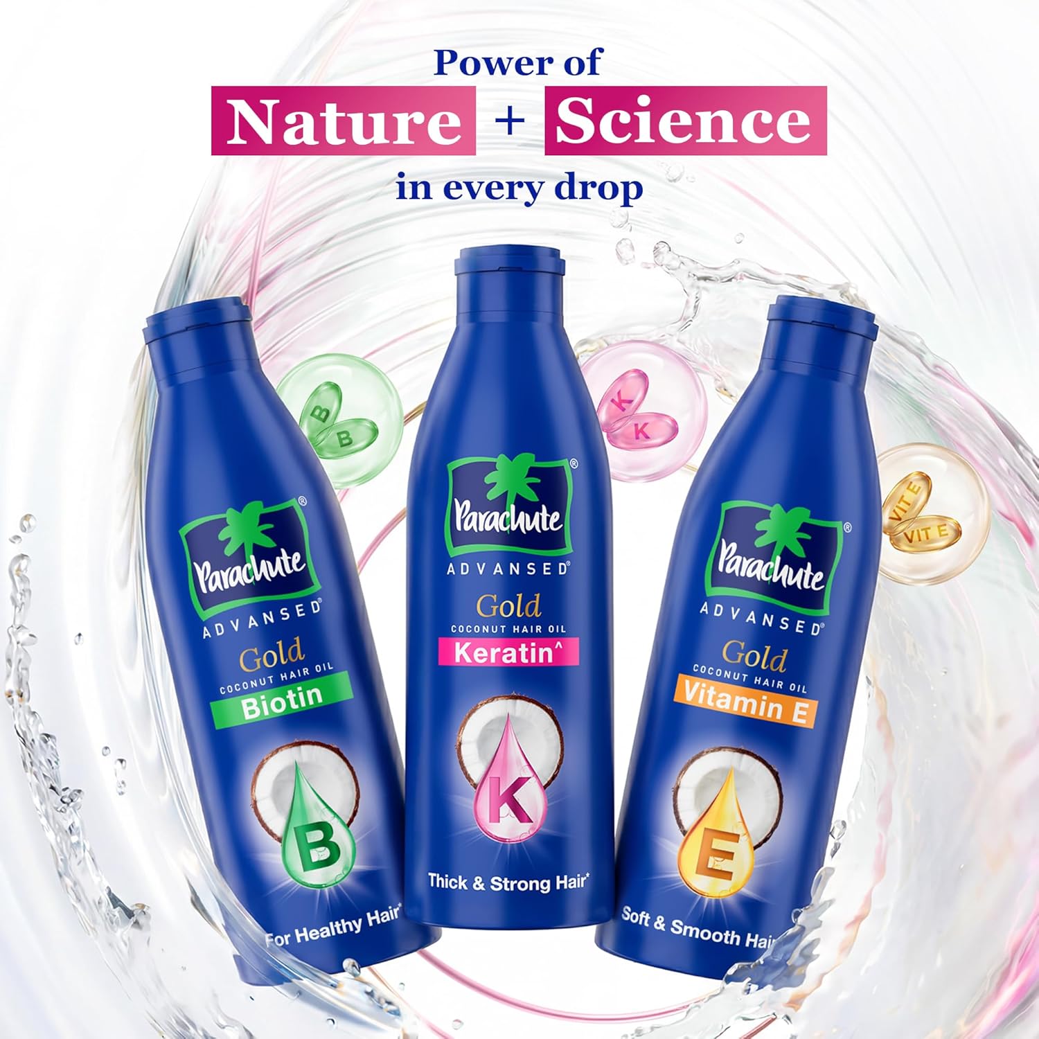 Parachute Advansed Gold Keratin Coconut Hair Oil | Thick & Smooth Hair| No Paraben or Silicone | 300ml