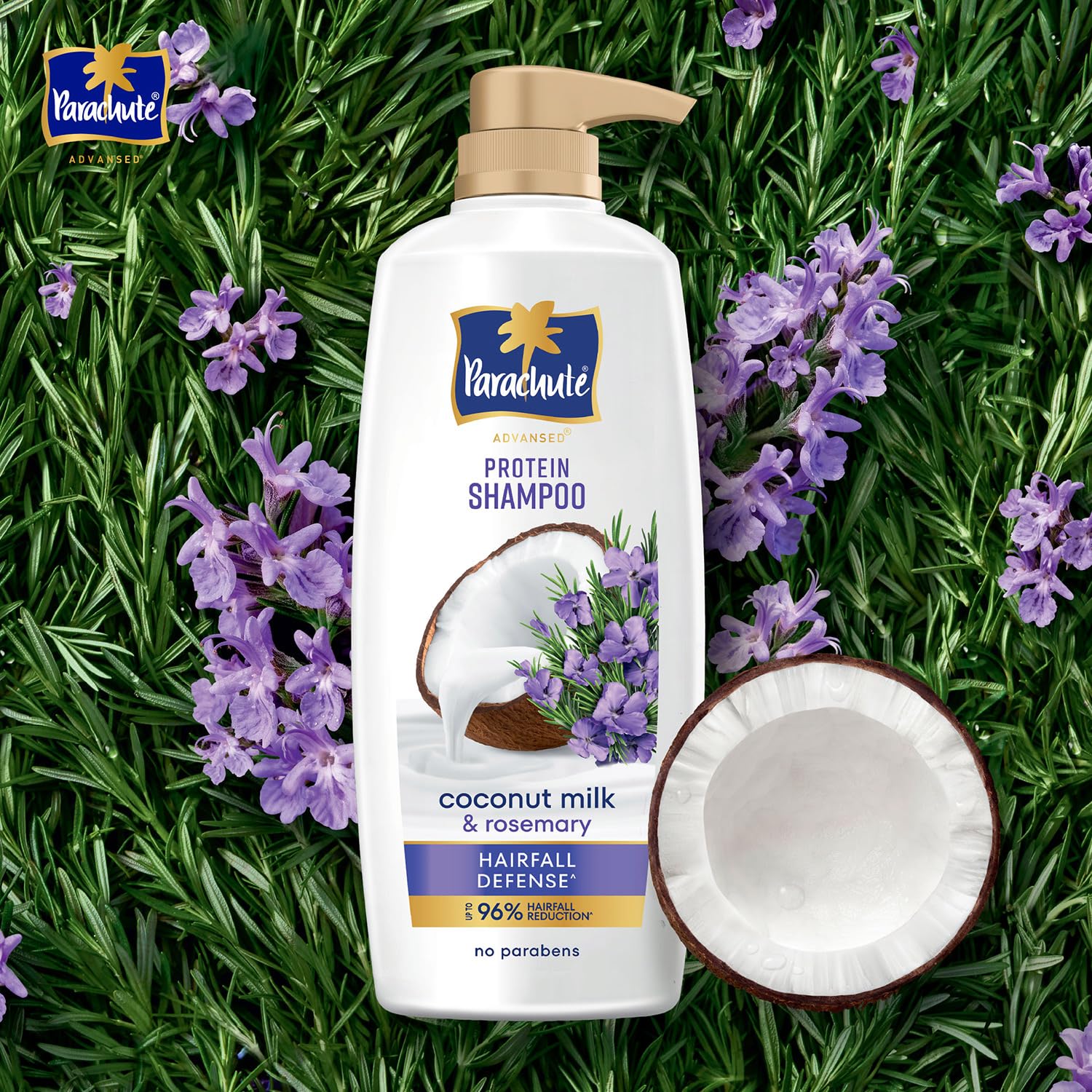 Parachute Advansed Protein Shampoo with Coconut Milk & Rosemary | Up to 96% Hair Fall Reduction & up to 23X Hair Fall Control | Protein Lock Technology | Paraben free | For Men & Women | 1.2L