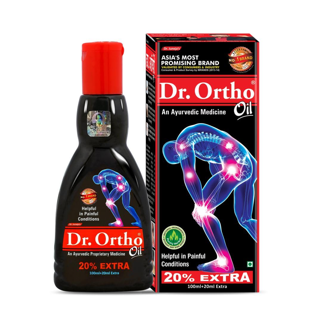 Dr Ortho Pain Relief Ayurvedic Medicine Oil – 100ml+20ml Extra For joint pain such as knee pain, back pain, elbow pain, neck pain