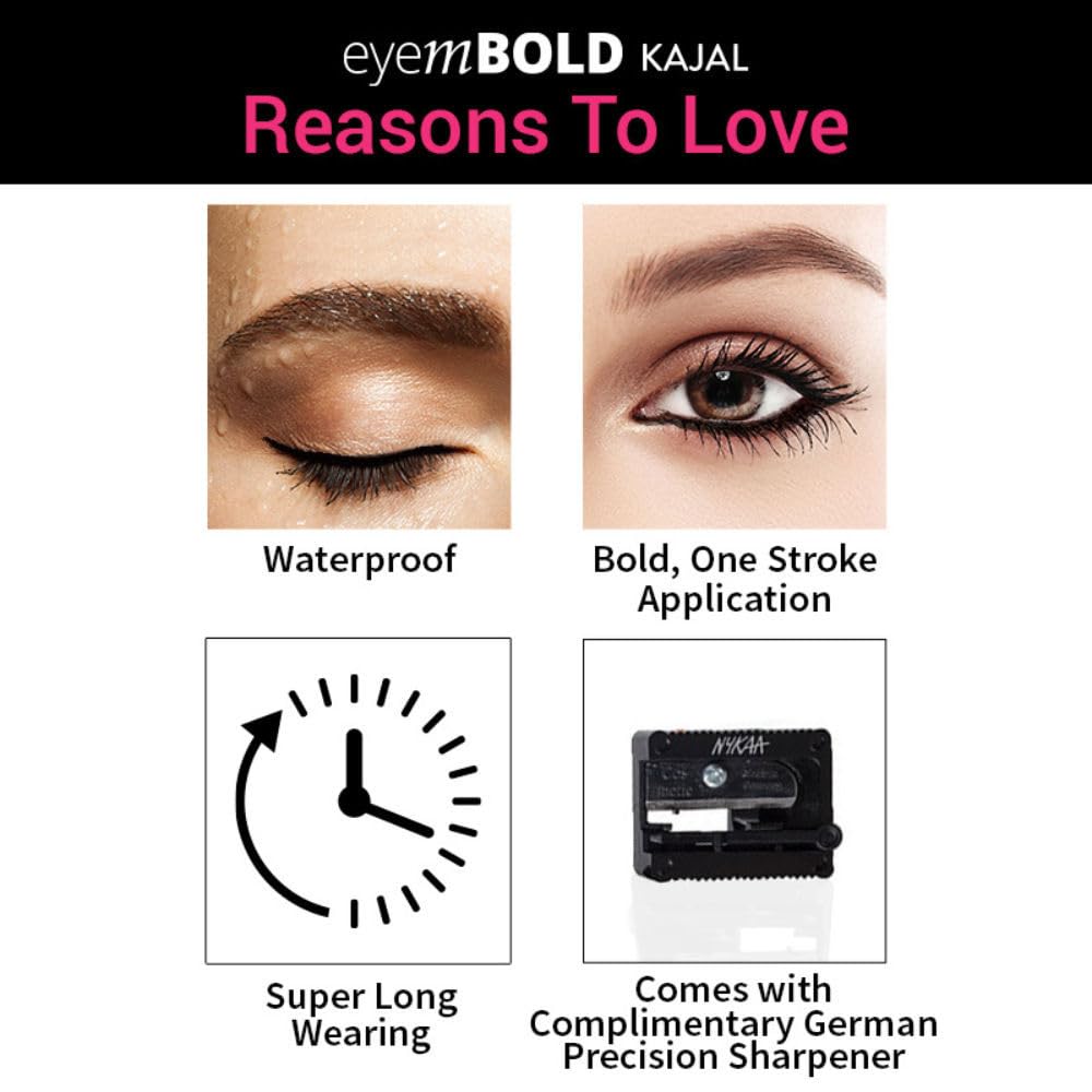 Nykaa Eyem Bold Kajal With Free Sharpener - Deep Black 001