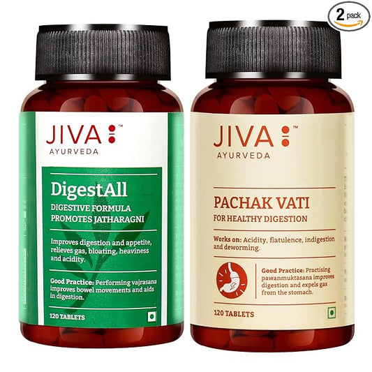 Jiva Digest-All Tablet & Pachak Vati Tablet - 120 Tablet each (Combo Of 2) | Helpful In Indigestion, Bloating & Acidity | 100% Pure & Natural