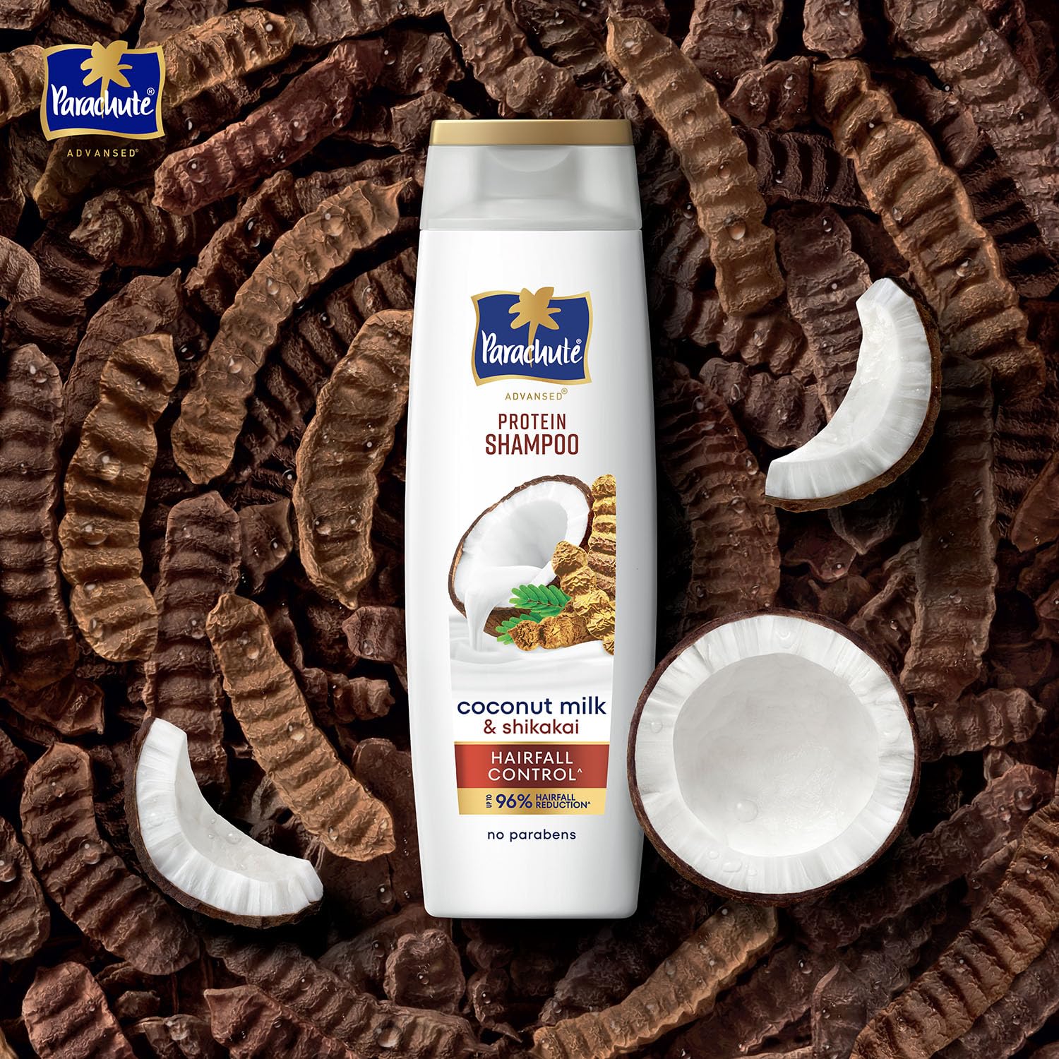 Parachute Advansed Protein Shampoo with Coconut Milk & Shikakai | Up to 96% Hair Fall Reduction & up to 23X Hair Fall Control | Protein Lock Technology | Paraben free | For Men & Women | 340ml