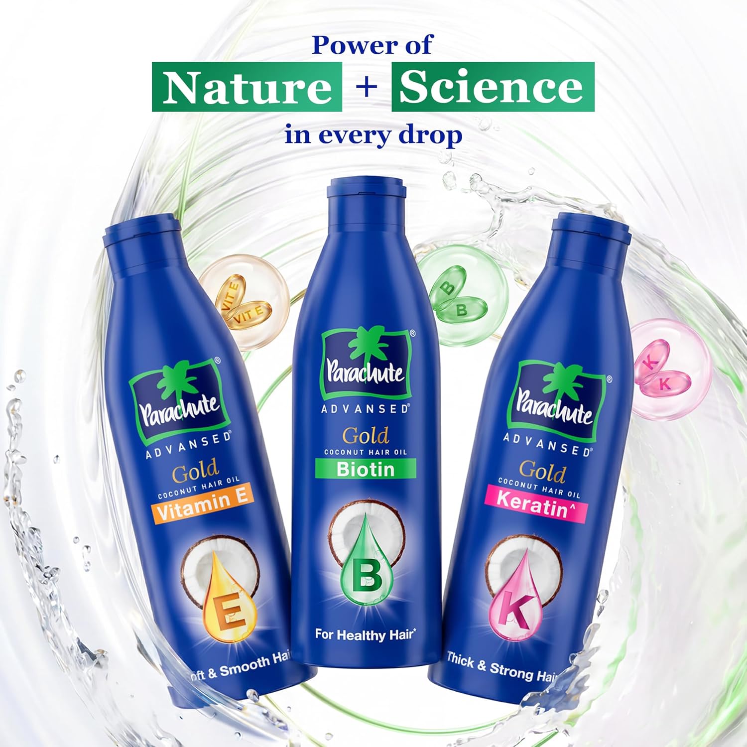 Parachute Advansed Gold Biotin & Coconut Hair Oil | Deep Nourishment for Fuller Hair| No Paraben or Silicone | 300ml