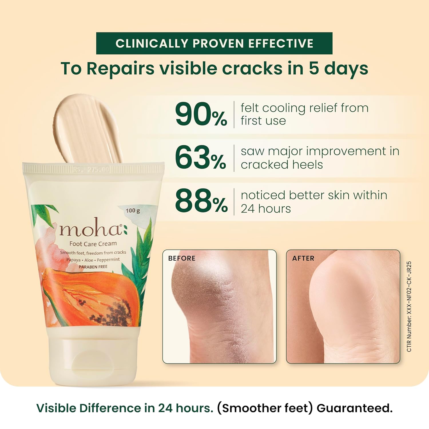 Moha Foot Cream for Dry & Cracked Feet | Deep Nourishment & Fast Healing Heel Repair Cream  | Softening, Exfoliating & Paraben-Free Foot Care for Men & Women - 50g (Pack of 1)