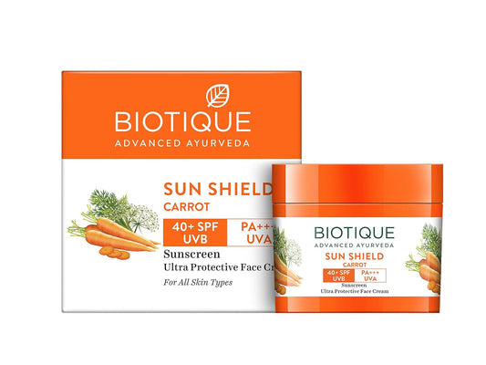 Biotique Sun Shield Carrot 40+ SPF UVB Sunscreen (50g) For fair and moisturized skin