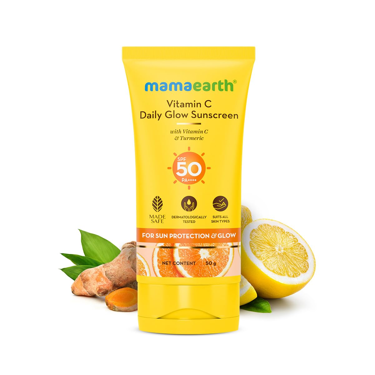 Mamaearth Vitamin C Daily Glow Sunscreen SPF 50 PA+++ for Sun Protection & Glow - 50 gm