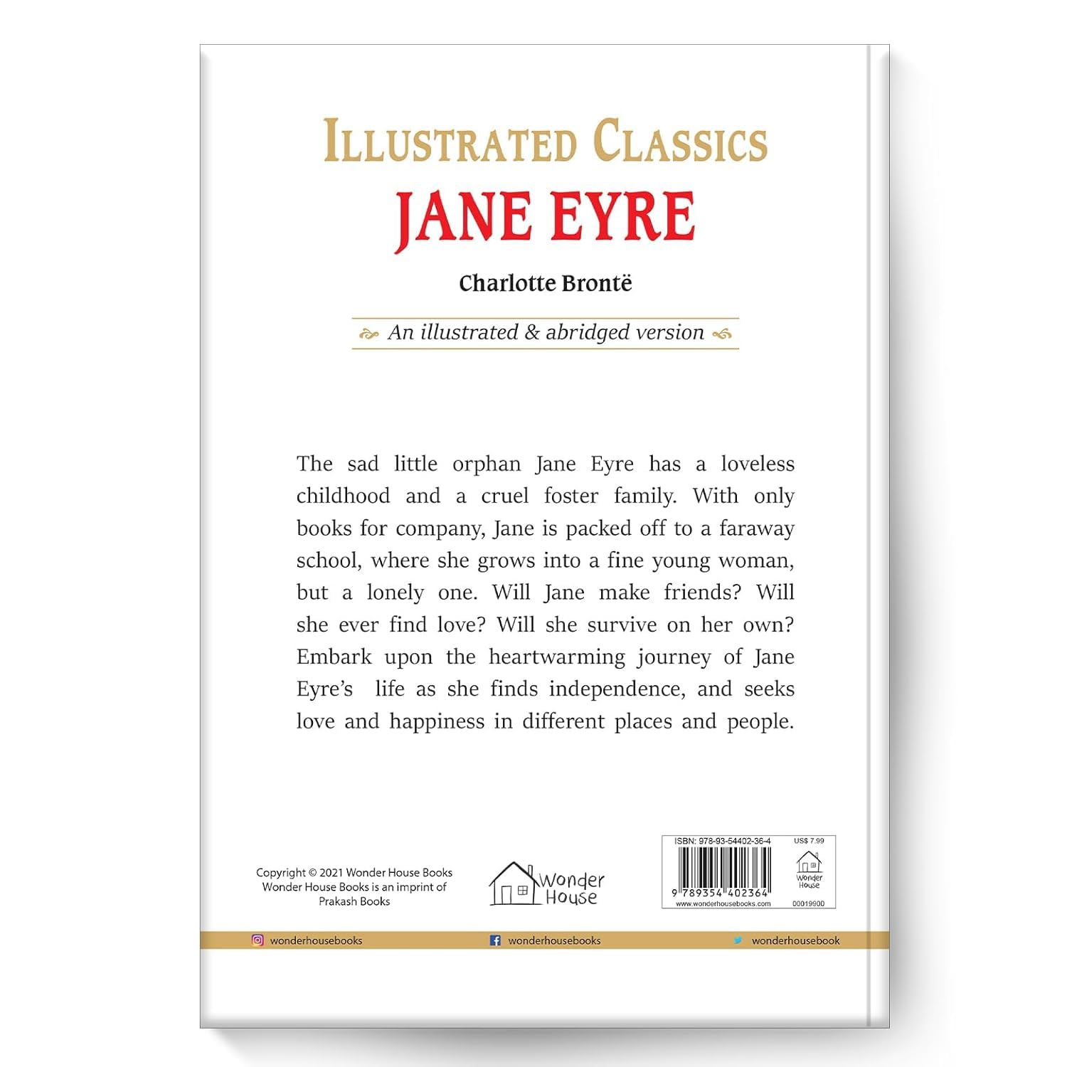 Jane Eyre : Illustrated Abridged Children Classics English Novel with Review Questions Hardcover Book