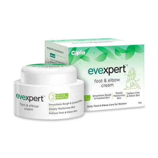 Cipla Evexpert Foot and Elbow Cream 50g | Deeply Moisturizes and Softens Feet & Elbow Skin | Infused with Goodness of Turmeric and Menthol