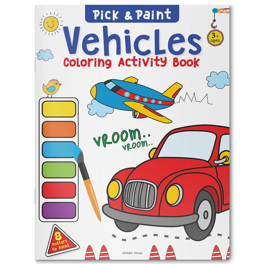 Pick and Paint Coloring Activity Book For Kids: Vehicles Paperback – Coloring Book