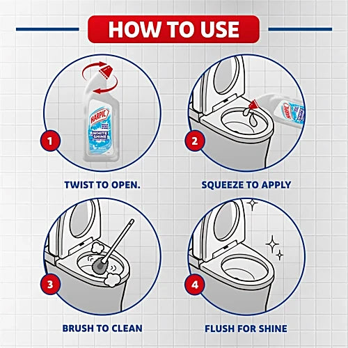 Harpic White & Shine Disinfectant Toilet Cleaner - Liquid Bleach, 1 L