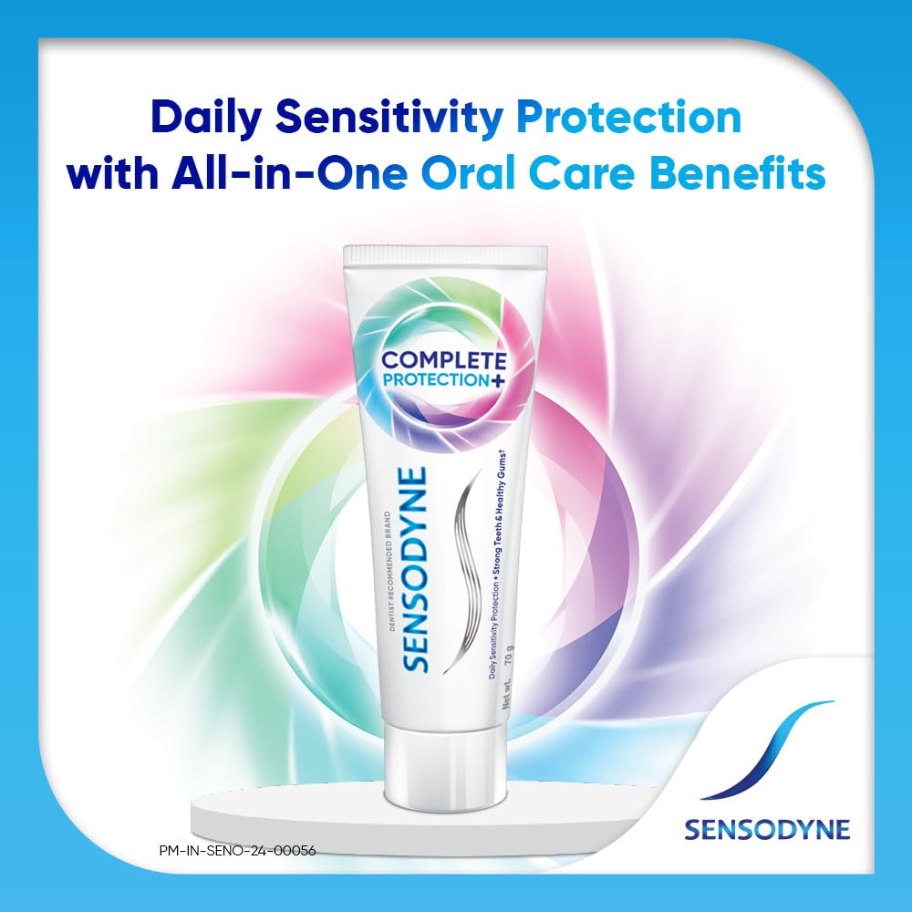 Sensodyne Toothpaste Complete Protection+ | All-in-One Daily Sensitivity Protection Tooth Paste Combo Pack - 140gm (70gm x 2) | Dentist Recommended