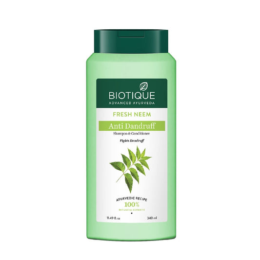 Biotique Fresh Neem Anti Dandruff Shampoo and Conditioner | Controls Dandruff | Eliminates Dryness, Flaking, and Itching | 340 ml