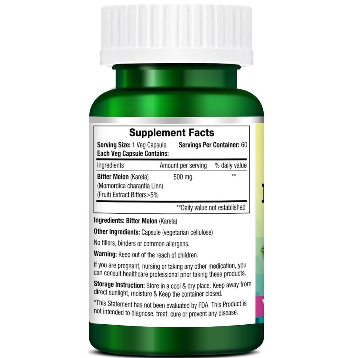 Morpheme Remedies Bittermelon (Karela) 500mg Extract 60 Veg Caps
