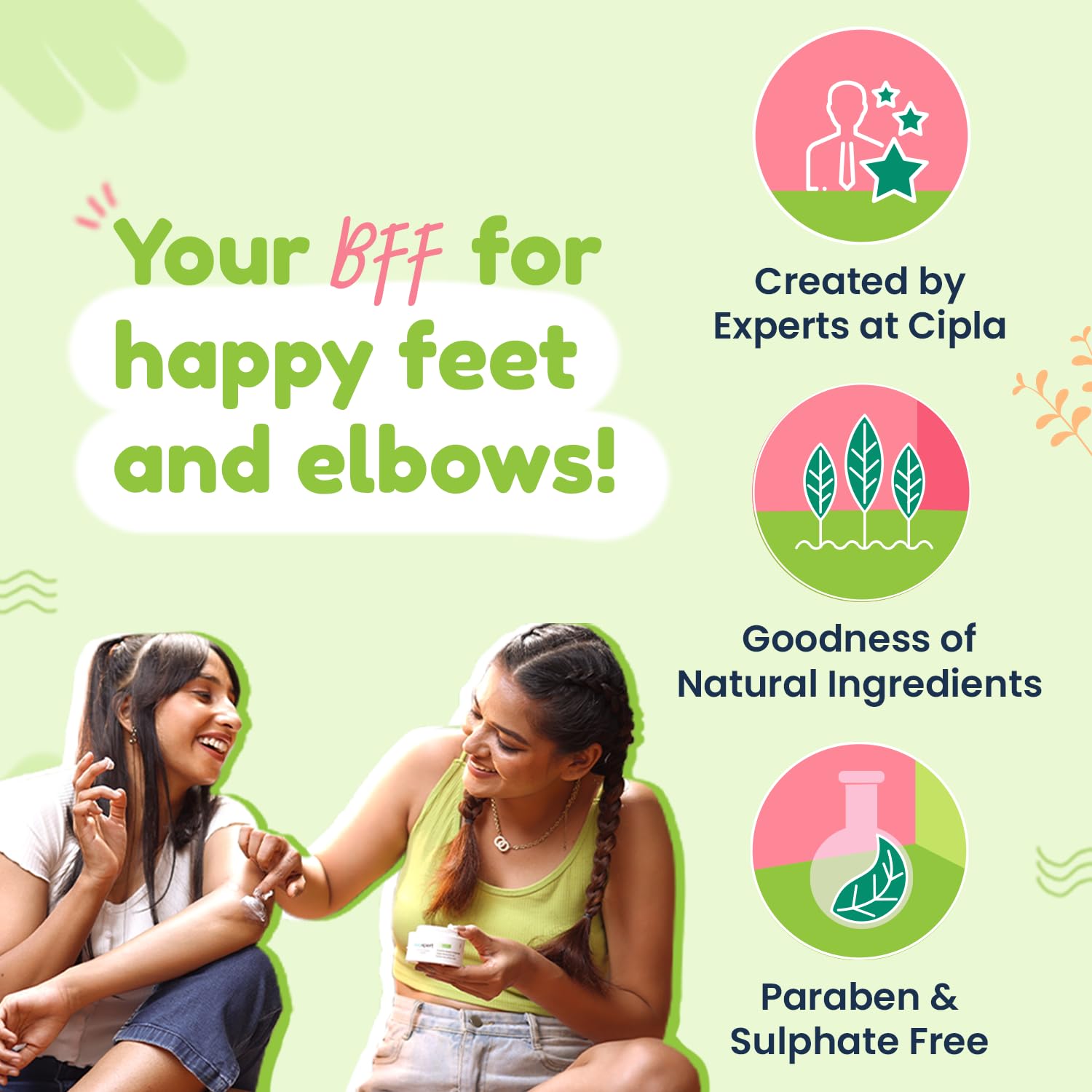 Cipla Evexpert Foot and Elbow Cream 50g | Deeply Moisturizes and Softens Feet & Elbow Skin | Infused with Goodness of Turmeric and Menthol