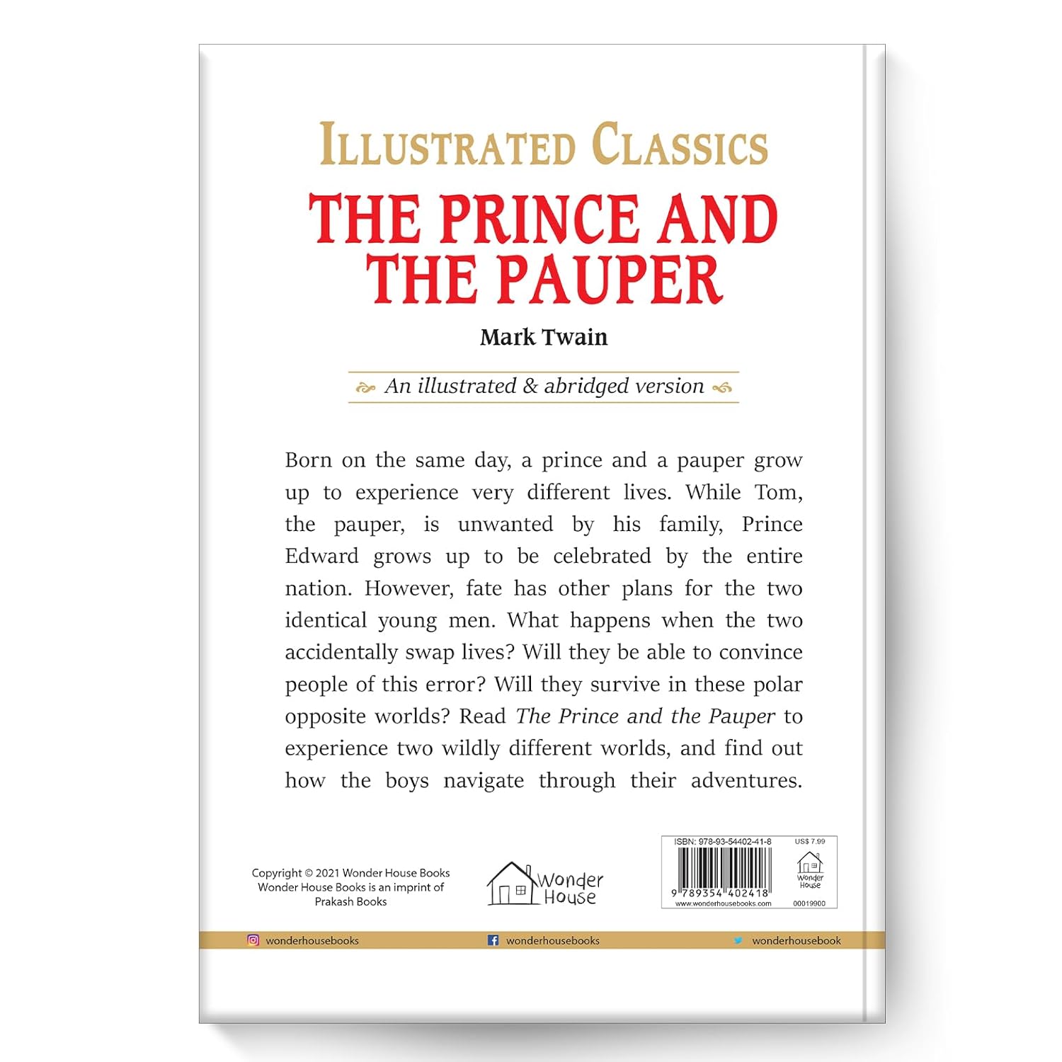 The Prince and the Pauper : Illustrated Abridged Children Classics English Novel with Review Questions Hardcover  Book