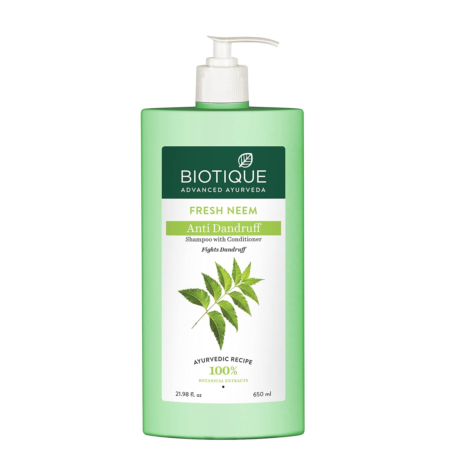 Biotique Fresh Neem Anti Dandruff Shampoo and Conditioner | Controls Dandruff | Eliminates Dryness, Flaking, and Itching | 650 ml