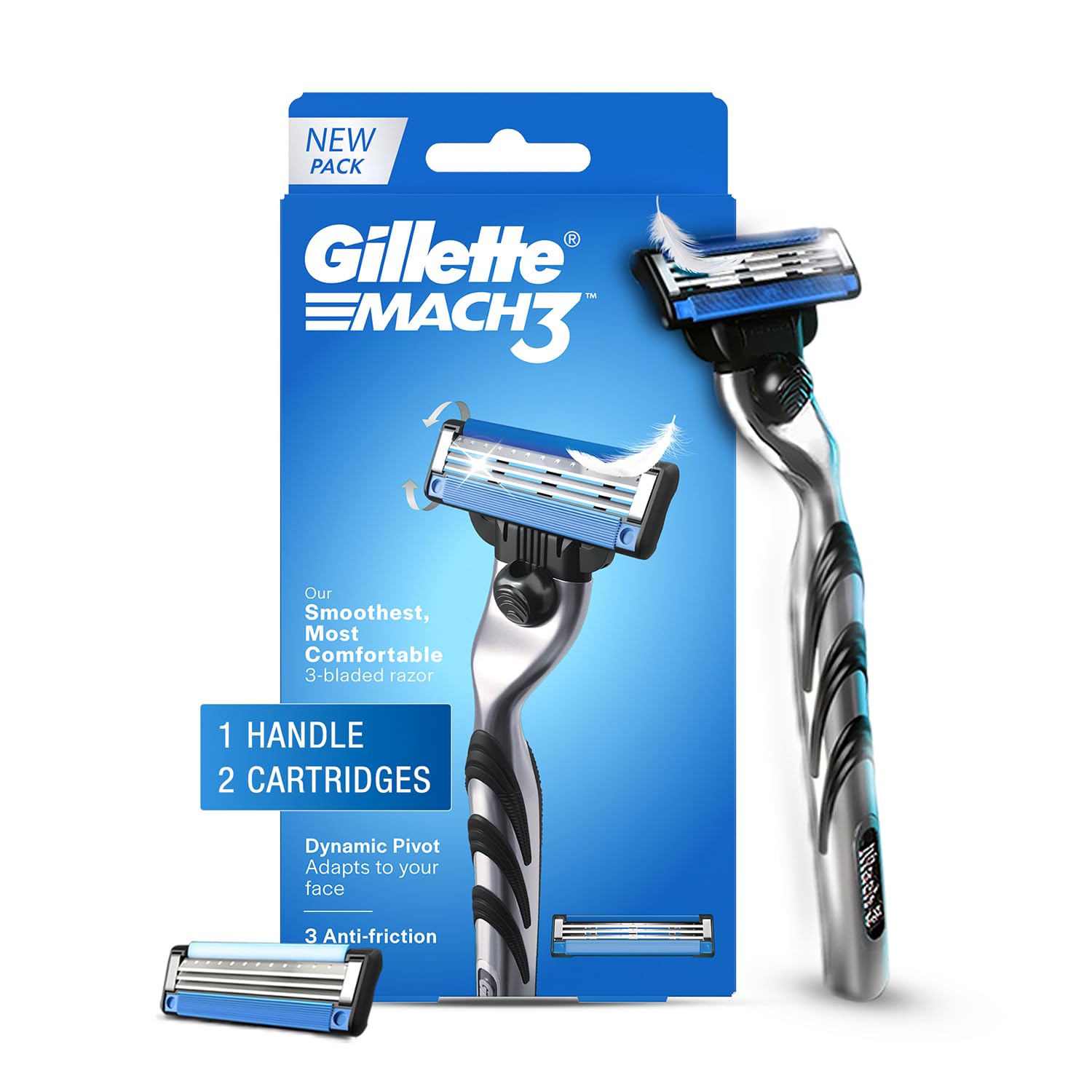 GILLETTE Mach 3 Shaving Razor (Handle + 2 Cartridge)