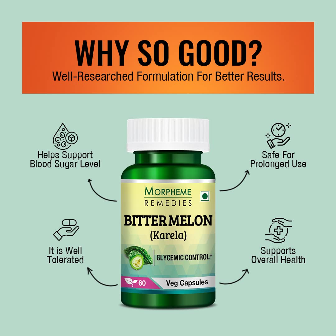 Morpheme Remedies Bittermelon (Karela) 500mg Extract 60 Veg Caps