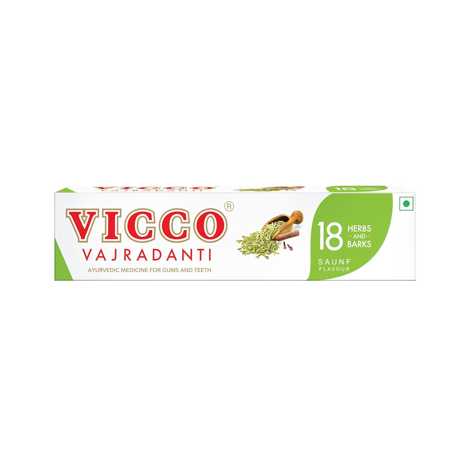 Vicco Vajradanti Paste in Saunf Flavour I With 18 Ayurvedic Herbs & Barks I Fennel Freshness I Healthy Gums & Long-Lasting Breath Protection | 160 gms